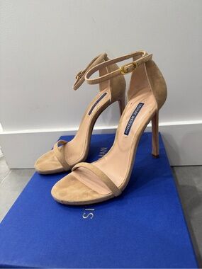 Stuart Weitzman Nudist Suede Ankle-Strap Sandals